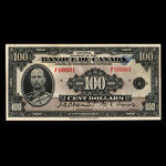 Canada, Banque du Canada, 100 dollars <br /> 1935