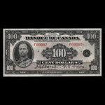 Canada, Banque du Canada, 100 dollars <br /> 1935
