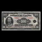 Canada, Banque du Canada, 100 dollars <br /> 1935