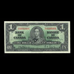 Canada, Banque du Canada, 1 dollar <br /> 2 janvier 1937
