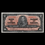 Canada, Banque du Canada, 2 dollars <br /> 2 janvier 1937