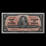 Canada, Banque du Canada, 2 dollars <br /> 2 janvier 1937