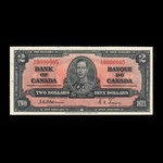 Canada, Banque du Canada, 2 dollars <br /> 2 janvier 1937