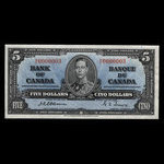 Canada, Banque du Canada, 5 dollars <br /> 2 janvier 1937