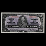 Canada, Banque du Canada, 10 dollars <br /> 2 janvier 1937