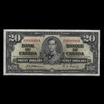 Canada, Banque du Canada, 20 dollars <br /> 2 janvier 1937