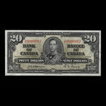 Canada, Banque du Canada, 20 dollars <br /> 2 janvier 1937