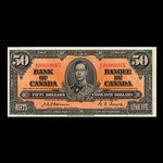 Canada, Banque du Canada, 50 dollars <br /> 2 janvier 1937