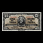 Canada, Banque du Canada, 100 dollars <br /> 2 janvier 1937