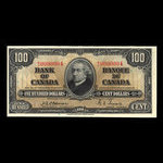 Canada, Banque du Canada, 100 dollars <br /> 2 janvier 1937