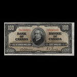 Canada, Banque du Canada, 100 dollars <br /> 2 janvier 1937
