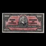 Canada, Banque du Canada, 1,000 dollars <br /> 2 janvier 1937