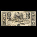 Canada, Banque de Montréal, 2 dollars <br /> 2 août 1843