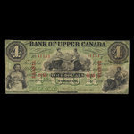 Canada, Bank of Upper Canada (York), 4 dollars <br /> 1 janvier 1861