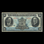Canada, Banque Royale du Canada, 20 dollars <br /> 3 janvier 1927