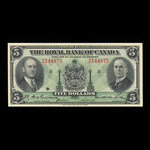Canada, Banque Royale du Canada, 5 dollars <br /> 2 janvier 1935