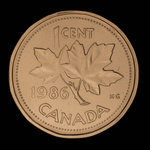 Canada, Élisabeth II, 1 cent <br /> 1986