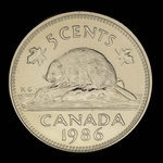 Canada, Élisabeth II, 5 cents <br /> 1986