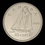 Canada, Élisabeth II, 10 cents <br /> 1986