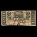 Canada, Banque de Montréal, 2 dollars <br /> 1 mai 1849
