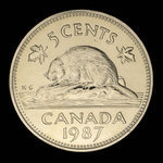 Canada, Élisabeth II, 5 cents <br /> 1987