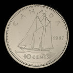 Canada, Élisabeth II, 10 cents <br /> 1987