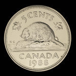Canada, Élisabeth II, 5 cents <br /> 1988