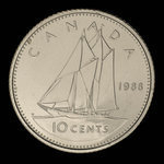 Canada, Élisabeth II, 10 cents <br /> 1988
