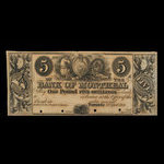 Canada, Banque de Montréal, 5 dollars <br /> 2 avril 1844