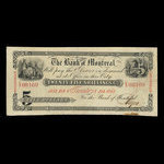 Canada, Banque de Montréal, 5 dollars <br /> 1 février 1853
