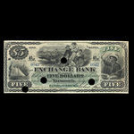Canada, Exchange Bank of Yarmouth, 5 dollars <br /> 1 juillet 1890