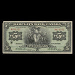Canada, Barclays Bank, 5 dollars <br /> 3 septembre 1929