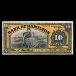 Canada, Bank of Hamilton, 10 dollars <br /> 1 juin 1914