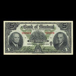 Canada, Banque de Montréal, 5 dollars <br /> 7 décembre 1942