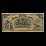 Canada, Banque Nouvelle-Écosse, 5 dollars <br /> 1 juin 1898
