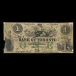 Canada, Bank of Toronto (The), 1 dollar <br /> 2 juillet 1859