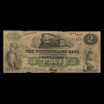 Canada, Westmorland Bank of New Brunswick, 2 dollars <br /> 1 août 1861