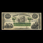 Canada, Banque de Montréal, 5 dollars <br /> 1 août 1862