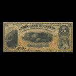 Canada, Union Bank of Canada (The), 5 dollars <br /> 2 août 1886