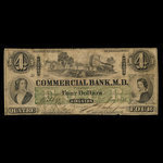 Canada, Commercial Bank of the Midland District, 4 dollars <br /> 2 mai 1854