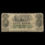 Canada, Banque de la Cité, 5 dollars <br /> 1 janvier 1857