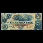Canada, Zimmerman Bank, 5 dollars <br /> 1859