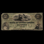 Canada, Bank of Upper Canada (York), 2 dollars <br /> 2 juillet 1859