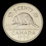 Canada, Élisabeth II, 5 cents <br /> 1990