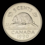 Canada, Élisabeth II, 5 cents <br /> 1990