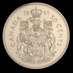 Canada, Élisabeth II, 50 cents <br /> 1991