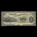 Canada, British Canadian Bank, 5 dollars <br /> 15 septembre 1884