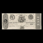 Canada, Banque de Montréal, 5 dollars <br /> 1 juin 1839