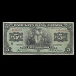 Canada, Barclays Bank, 5 dollars <br /> 3 septembre 1929
