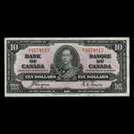 Canada, Banque du Canada, 10 dollars <br /> 2 janvier 1937